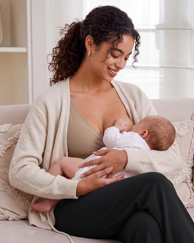 G4Free BareFeel Maternity Bra Wireless Nursing for Breastfeeding V Neck - color: Toffee, size: Small