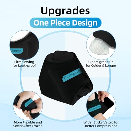 Comfytemp Ankle Ice Pack Wrap for Sprained Ankles, Plantar Fasciitis, 2pcs - color: Black, size: Standard
