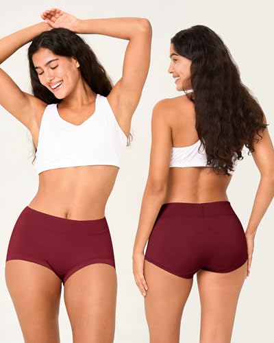 BAMBOO COOL Womens Boy Shorts Underwear High Waisted Boxer Briefs 5 Pack - color: Multicoloured I (5-pack), size: X-Large