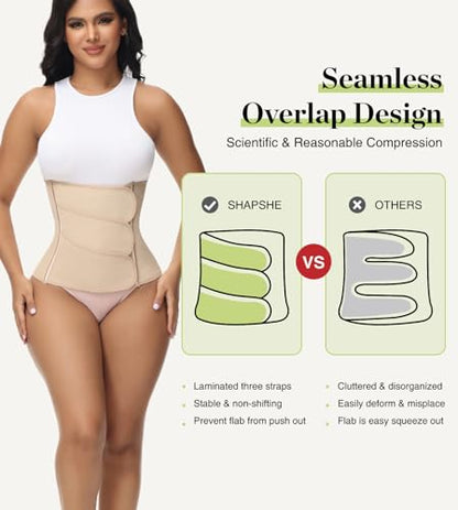 SHAPSHE Postpartum Belly Band Adjustable Wrap for Abdomen Compression - color: Tan 3 Velcro, size: XX-Large
