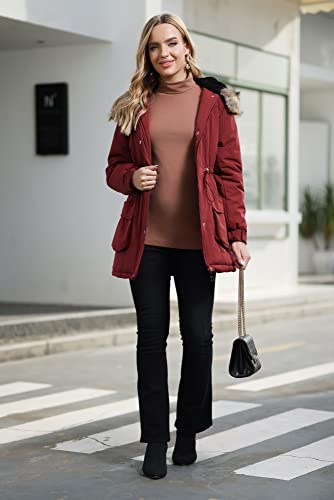 Maacie Maternity Winter Coat Baby Wearing Jacket 3 In 1 Outerwear - color: Wine Red, size: Medium