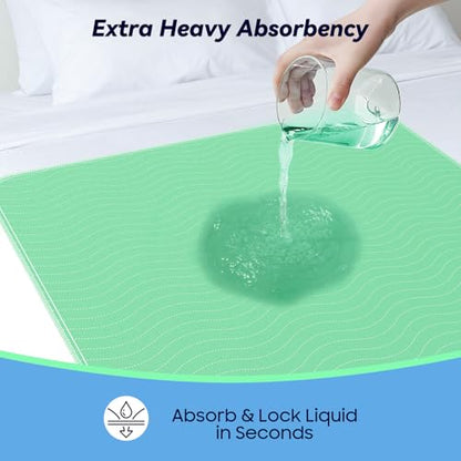 Fygrip 4 Pack 24” x 24” Extra Heavy Absorbency Washable Underpads Bed Pads - size: 4 Pack - 24" x 24"