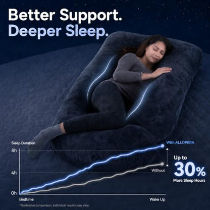 ALLOPERA U Shape Pregnancy Pillow - Full Body Maternity Pillow for Sleeping - color: Black-grey