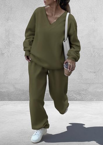 PRETTYGARDEN Womens 2 Piece Outfits Fall Sweatsuits - color: Army Green, size: Large