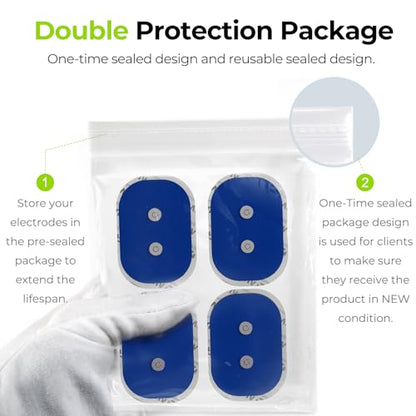 AUVON Wireless TENS Unit Electrode Pads 12 Pcs, 2 Sizes, Latex-Free - color: Blue
