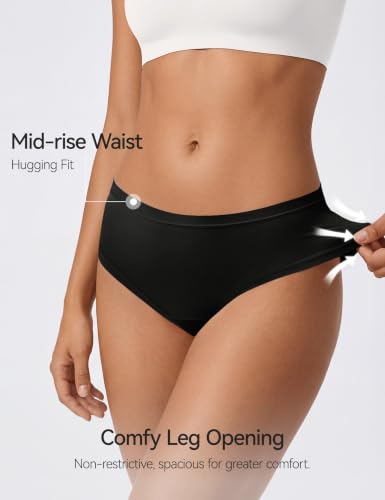 NIASOUL Women's Modal Underwear Seamless Soft Full Coverage Panties Briefs - color: 4p-black, size: Small
