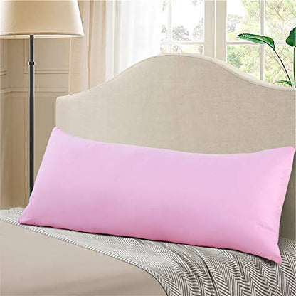 EVOLIVE Body Pillow Cover 21"x54", Microfiber, Hidden Zipper (Pink) - color: Pink