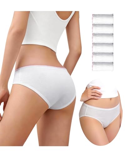 DOLAATEX Women's Disposable Underwear, 100% Cotton, White, 6pk - size: X-Large