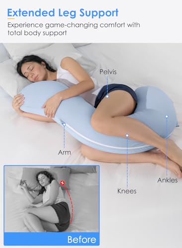 QUEEN ROSE Body Pillow for Side Sleepers, Cooling S Shaped Hug Pillow, Blue - color: Blue