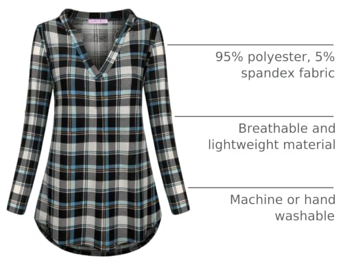 Joymom Maternity Rolled Long Sleeve Nursing Tops Tunic Blouses Breastfeeding - color: 1-2 Blue Black Plaid, size: X-Large