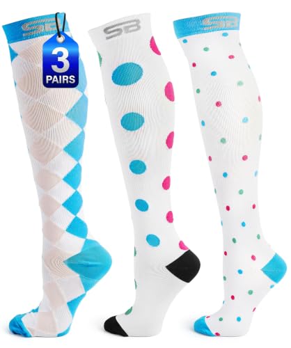 SB SOX 3-Pair Compression Socks (15-20mmHg) - color: 09 – Multi-color, size: L/XL