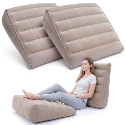Gerrii 2 Pack Inflatable Wedge Pillow for Traveling Extra Wide 22" Portable Bed Wedge Pillows for Sleeping Head Shoulder Back Knee Leg Elevation, Acid Reflux, Back Pain Relief, Snoring