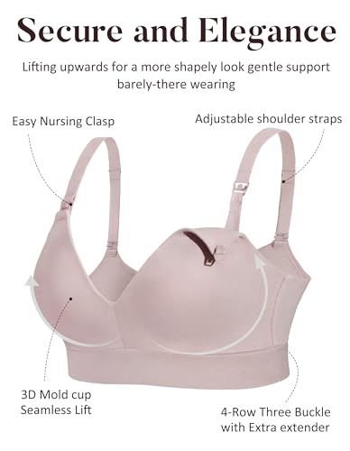AIRCUTE Nursing Bras for Breastfeeding Seamless Postpartum Bra Soft Pregnancy Bra Wireless Maternity Bralette - color: Dusk, size: Large