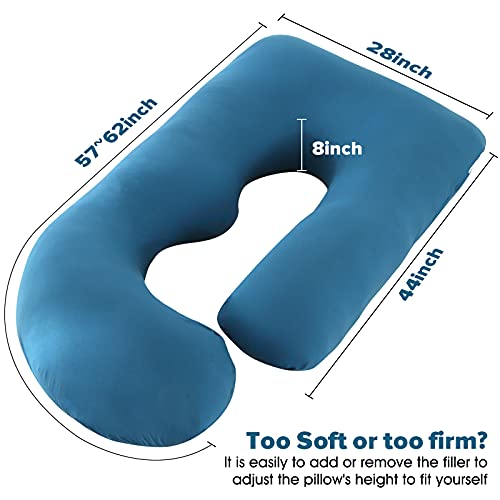 Elover U Shaped Pregnancy Pillow,Full Body Maternity Support - color: Jersey -Royal Blue