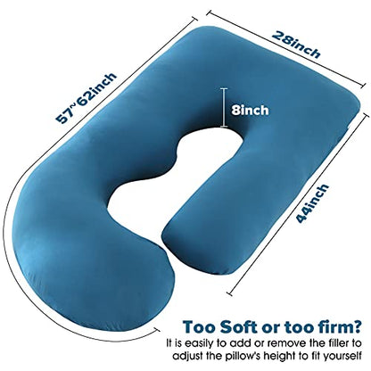Elover U Shaped Pregnancy Pillow,Full Body Maternity Support - color: Jersey -Royal Blue