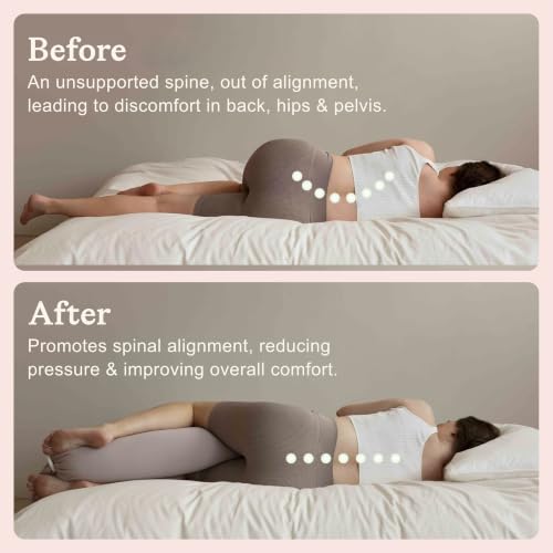 bbhugme Pregnancy Pillow, Dusty Pink - Adjustable Firmness & Shape - color: Dusty Pink
