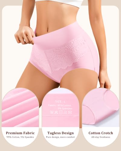 Womens Cotton Underwear High Waisted Full Coverage Panties Postpartum Brief - color: Purple,pink,grey, size: Medium