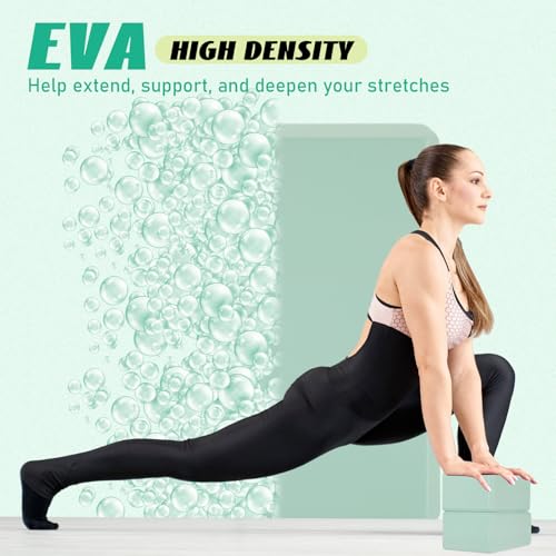 Wettarn 6 Pack EVA Yoga Blocks Bulk, Non Slip Pilates Brick - color: Mint Green