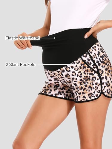 Ecavus 3 Pack Women's Maternity Shorts Workout Stretchy Lounge Sports Yoga Over Belly Pregnancy Shorts for Women with Pockets - color: Black/Black White Stripe＋black＋black/F84, size: XX-Large