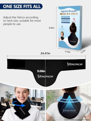 Flexible Neck Ice Pack Wrap,Gel Cold Therapy for Pain Relief - color: Black