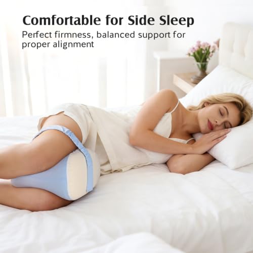 YFONG Knee Pillow for Side Sleepers, Memory Foam Leg Pillow, Blue - color: Blue