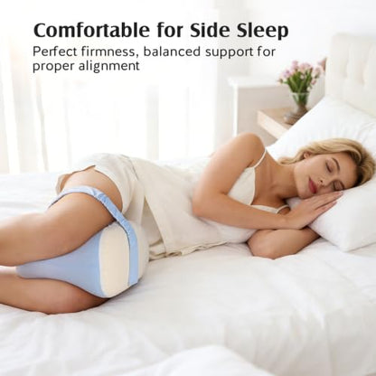 YFONG Knee Pillow for Side Sleepers, Memory Foam Leg Pillow, Blue - color: Blue