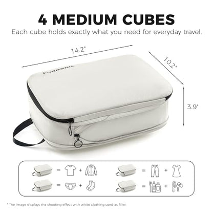 4 Pack Ultralight Compression Packing Cubes for Travel, White - color: White