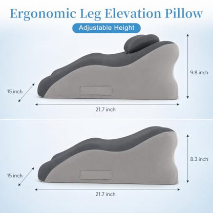 Leg Elevation Pillow, Adjustable Height for After Surgery, Grey - color: Gray
