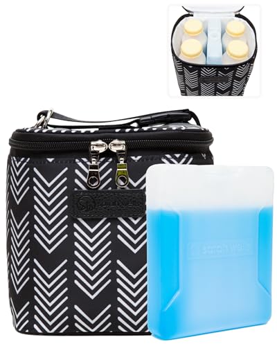 Sarah Wells Cold Gold Breastmilk Cooler with Ice Pack (Black & White) - color: Black & white