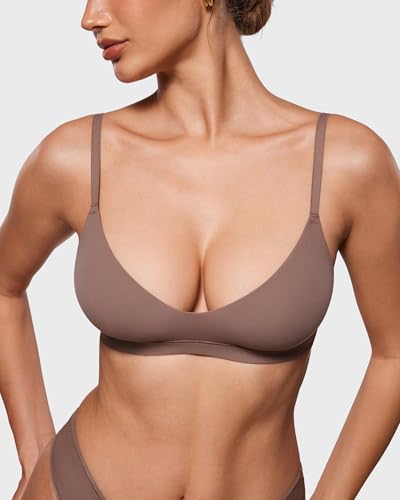 INLYRIC Women's Scoop Bralette No Padding - color: Brown Purple, size: Medium