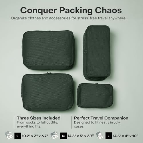July Packing Cells, 4 Set Packing Cubes, Luggage Organizer Bags, Forest - color: Forest