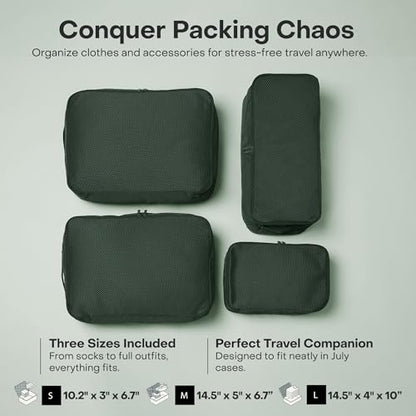 July Packing Cells, 4 Set Packing Cubes, Luggage Organizer Bags, Forest - color: Forest