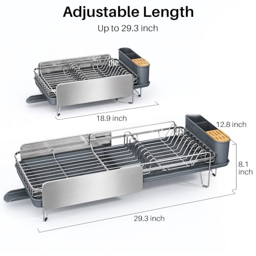 Stainless Steel Dish Drying Rack for Kitchen Counter, Expandable, Silver - color: Silver