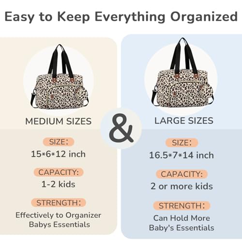 Tenot Diaper Bag Tote, Baby Bag with Pacifier Case Leopard Print - color: Leopard Print, size: Medium