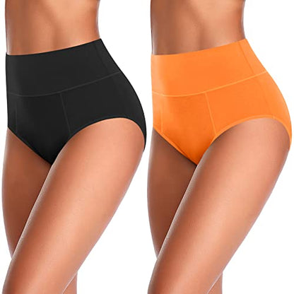 ASIMOON Tummy Control High Waisted Underwear for Women Cotton Plus Size Full Coverage Panties Ladies Briefs - color: Multicoloured-01-5 Pack, size: 5X-Large