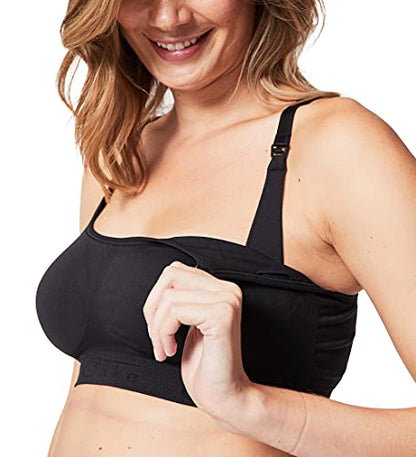Cake Maternity Cotton Candy Wirefree Nursing Bra for Breastfeeding, Seamless Maternity Sleep Bra - color: Black, size: Medium