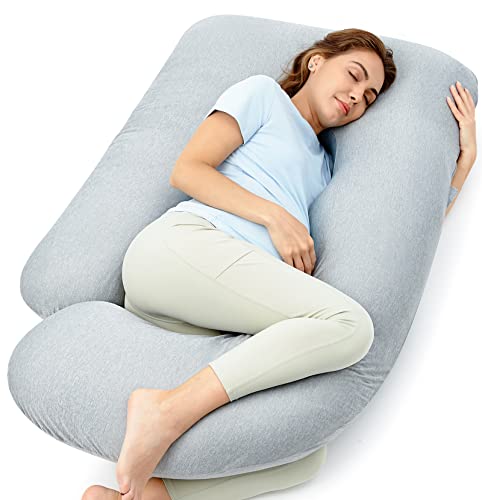 Momcozy Pregnancy Pillow for Sleeping - U Shaped Full Body Maternity Pillow - color: Grey- Cooling Fabric