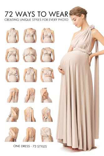 72styles Maternity Multi-Way Wrap Infinity Maxi Dress for Baby Shower - color: Champagne, size: One Size Plus