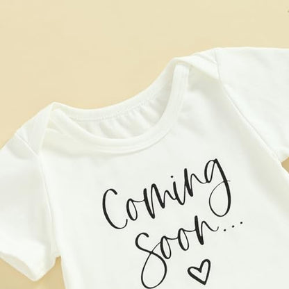 Pregnancy Announcement Baby Bodysuit Gender Neutral Romper - color: Coming Soon-white, size: Newborn