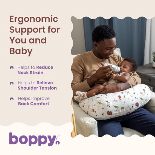 Boppy Nursing Pillow, Safe Ergonomic Breastfeeding & Baby Feeding Support - color: Neutral Plants and Animals