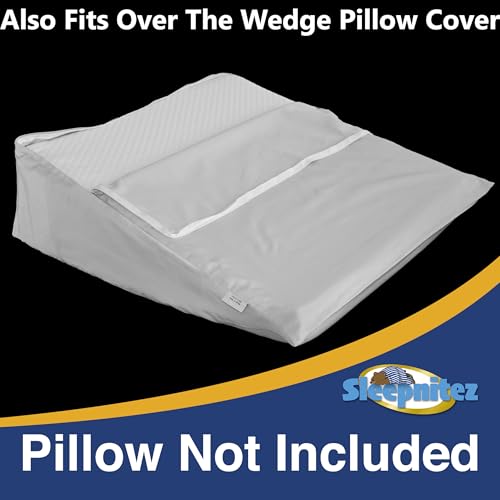 Sleepnitez 8" Wedge Pillow Cover, 100% Egyptian Cotton Sateen, Light Gray - color: Light Gray