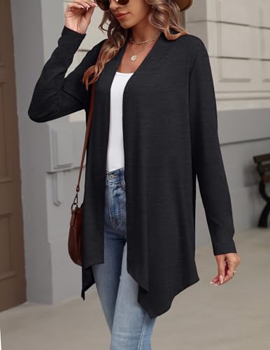 Zeagoo Lightweight Cardigan for Women Long Sleeve Open Front Cardigans - color: Black, size: Medium