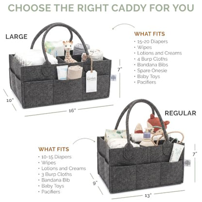 Parker Baby Co. Felt Diaper Caddy Organizer - Regular, Charcoal - color: Charcoal (Heathered Charcoal), size: Regular