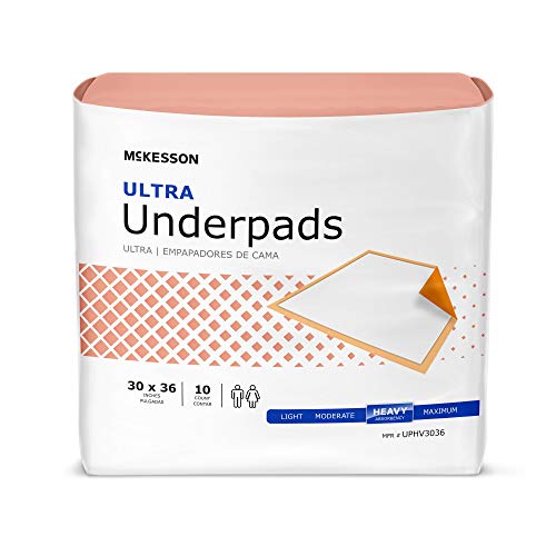 McKesson Underpads Bed Pads, Heavy Absorbency, Peach, 30 x 36 in, 10 ct