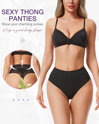 Thong Shapewear Tummy Control Underwear for Women Body Shaper - color: A02# Black, size: Small