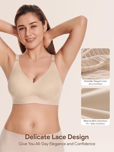 Angelhood Nursing Bras for Breastfeeding, Seamless Wireless Bra Push up - color: Multicoloured E, size: X-Large