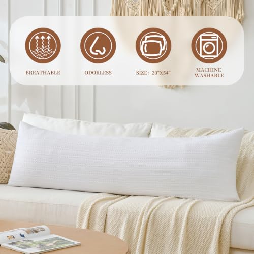 Body Pillow Cover, Boho Decorative Long Body Pillow Pillowcase, Large Lumber Pillowcase, Ultra Soft Microfiber Pillowcase with Envelope Closure 20x54 inch (Boho White) - color: Boho White
