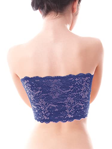 Boao 3 Pcs Lace Tube Bandeau - color: Black, Navy Blue, Wine Red, size: Medium