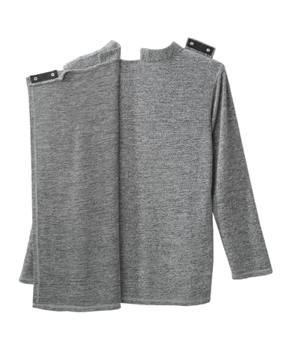 Silvert's Men's Open Back Long Sleeve Henley Shirt, Adaptive Assisted Dressing Top with Snap Closures - color: Charcoal Heather, size: Medium