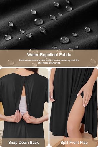 OUGES Women's Stain Resistant Labor Delivery Wrap Nursing Maternity Dress - color: Black, size: Large